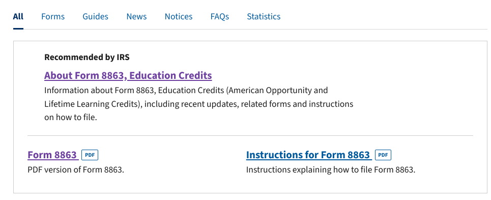 IRS form  8863 pdf