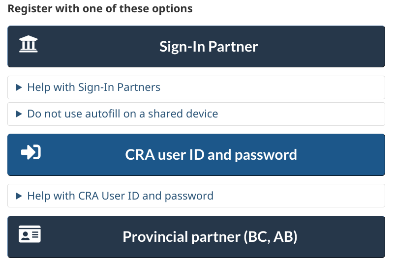 CRA register partner