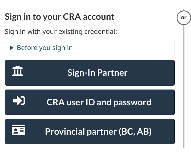 CRA sign in method