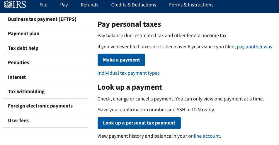 change or pay IRS direct